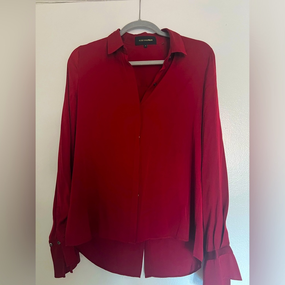 Silk KOBI Halperin red blouse size Small
